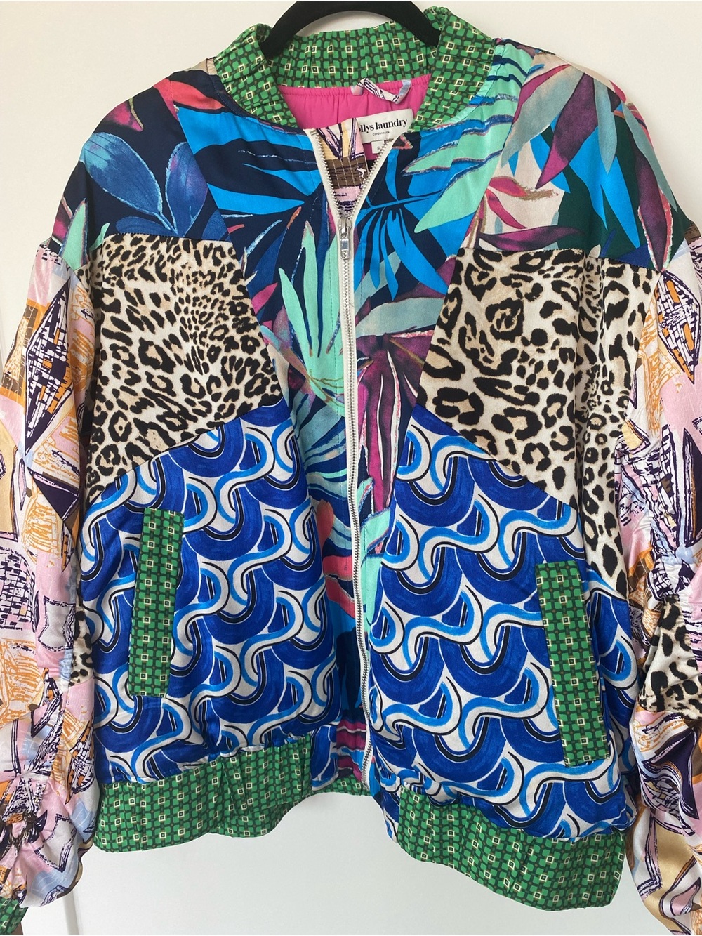 Patchwork Print Bomber Jacket - Multi - Picture 2 of 4
